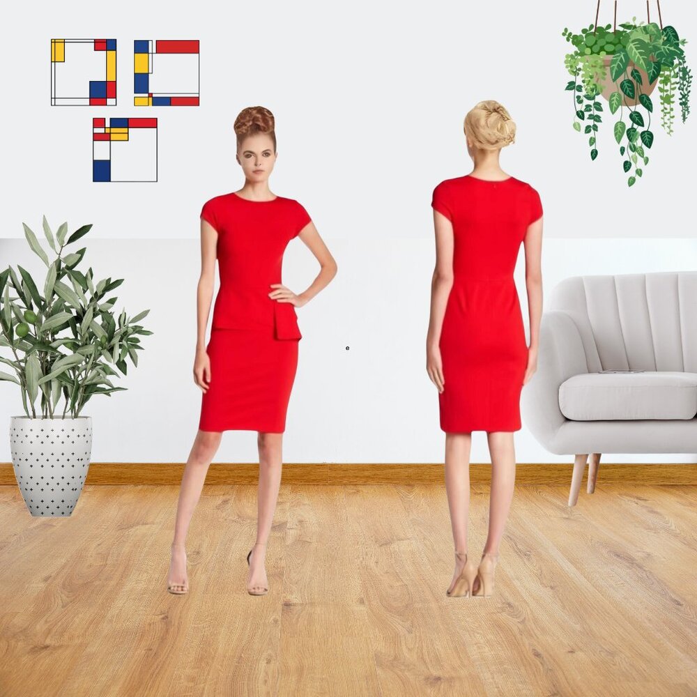 love...ady, Bodycon Peplum Ruffle Dress, Red, Sz S (Sz 2-4)